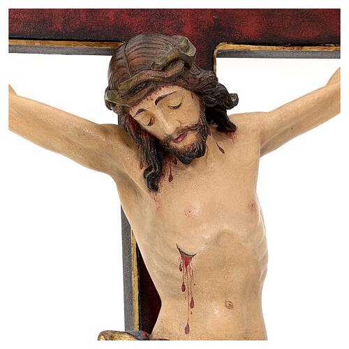 Crucifix, trefoil, Corpus model in antique gold Valgardena wood 6