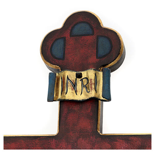 Crucifix, trefoil, Corpus model in antique gold Valgardena wood 12