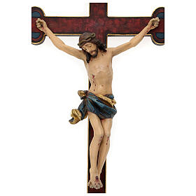 Crucifijo trilobulado modelo Corpus, madera Valgardena Antiguo d