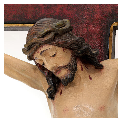 Crucifixo em trevo mod. Corpus madeira Val Gardena Antigo Gold 8
