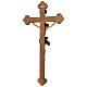Crucifixo em trevo mod. Corpus madeira Val Gardena Antigo Gold s13