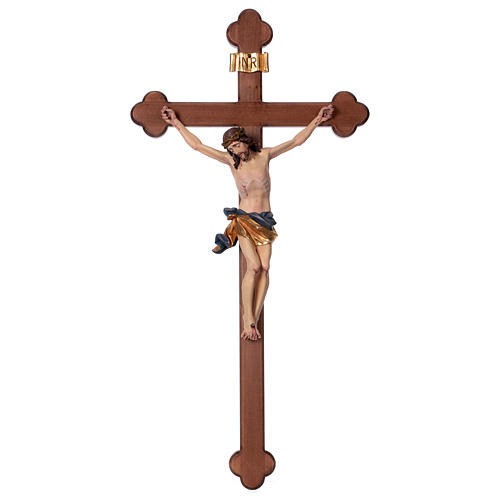 Crucifixo em trevo mod. Corpus madeira Val Gardena pintado 1