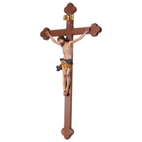 Crucifixo em trevo mod. Corpus madeira Val Gardena pintado 3