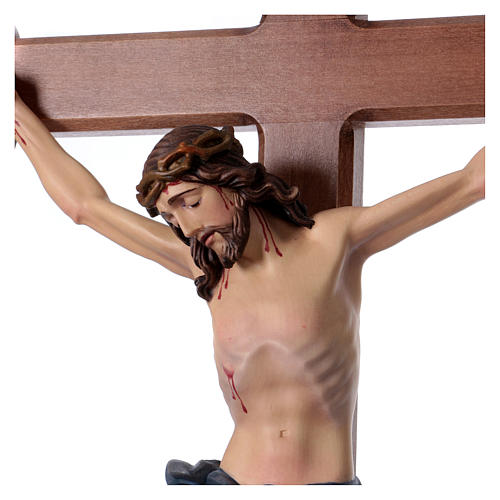 Crucifix, trefoil, Corpus model in painted Valgardena wood 2