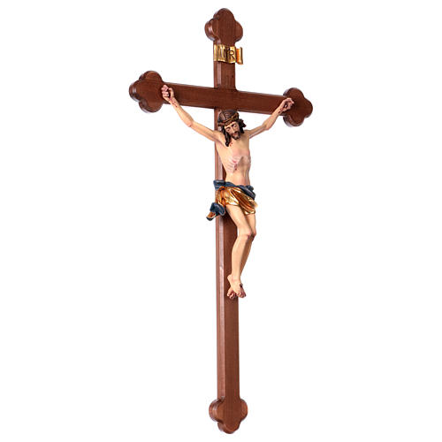 Crucifix, trefoil, Corpus model in painted Valgardena wood 4