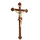 Crucifix trilobé mod. Corpus bois patiné multinuance Valgardena s3