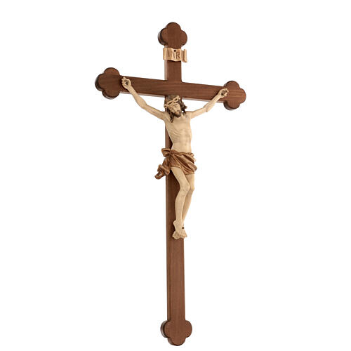 Crucifixo em trevo mod. Corpus madeira Val Gardena pátina múltipla 3