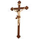 Crucifixo em trevo mod. Corpus madeira Val Gardena pátina múltipla s4