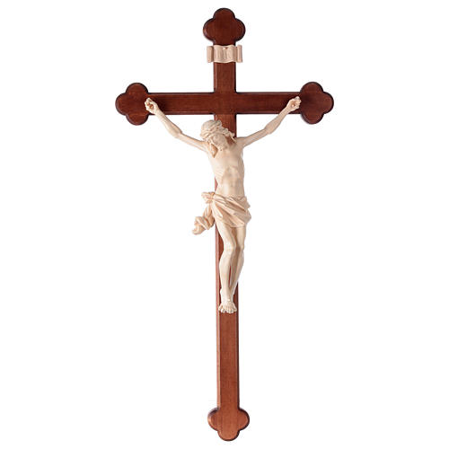 Crucifix, trefoil, Corpus model in natural wax Valgardena wood 1