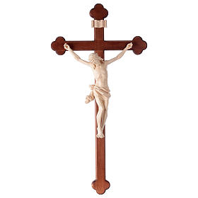 Crucifixo em trevo mod. Corpus madeira Val Gardena natural encerada
