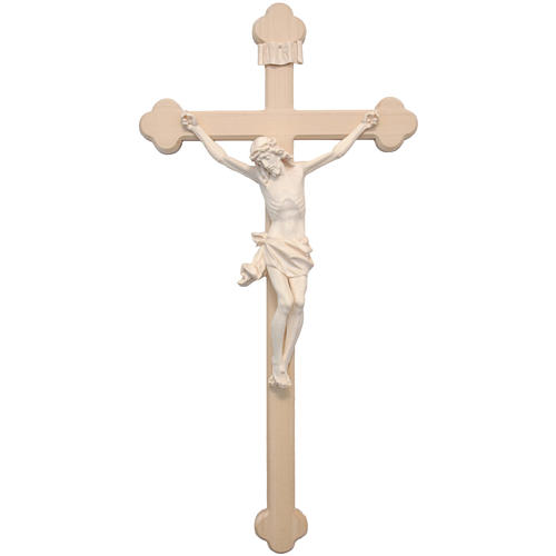 Crucifijo trilobulado modelo Corpus, madera Valgardena natural 1