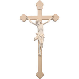 Crucifix, trefoil, Corpus model in natural Valgardena wood