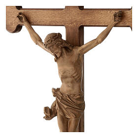 Crucifix, trefoil, Corpus model in patinated Valgardena wood