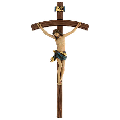 Crucifijo curvado modelo Corpus, madera Valgardena Antiguo dorad 1
