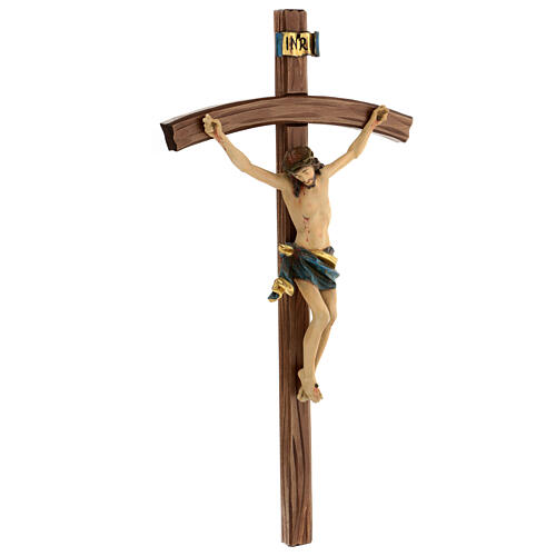 Krucyfiks zakrzywione ramię krzyża mod. corpus drewno Valgardena Antyczne Złoto 3