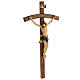 Crucifix, curved, Corpus model in antique gold Valgardena wood s3