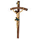 Crucifix, curved, Corpus model in antique gold Valgardena wood s4