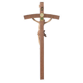 Crucifix, curved, Corpus model in multi-patinated Valgardena woo