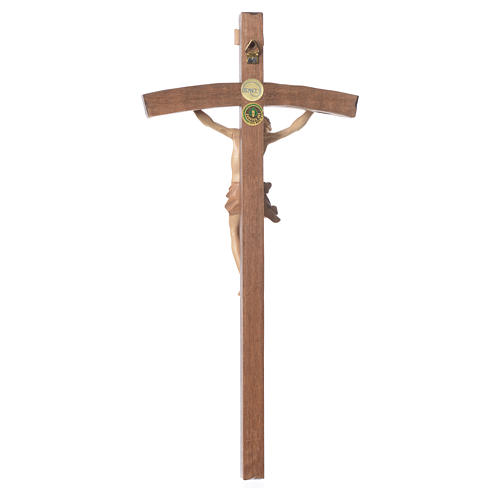 Crucifix, curved, Corpus model in multi-patinated Valgardena woo 2