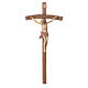 Crucifix, curved, Corpus model in multi-patinated Valgardena woo s1