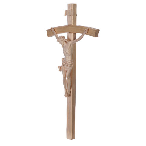 Crucifix, curved, Corpus model in natural Valgardena wood 2