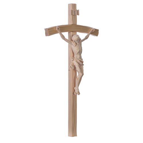 Crucifix, curved, Corpus model in natural Valgardena wood 3