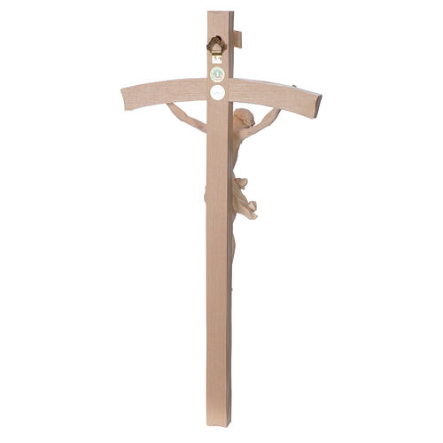 Crucifix, curved, Corpus model in natural Valgardena wood 4