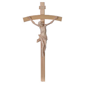 Crucifix, curved, Corpus model in natural Valgardena wood
