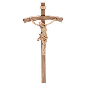 Crocifisso curvo mod Corpus legno Valgardena patinato