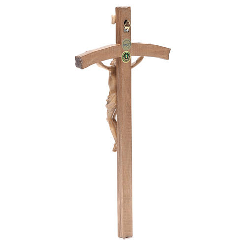 Crucifix, curved, Corpus model in patinated Valgardena wood 3