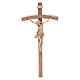 Crucifix, curved, Corpus model in patinated Valgardena wood s1