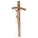 Crucifix, curved, Corpus model in patinated Valgardena wood s2