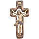 Moulded crucifix in antique gold Valgardena wood s1