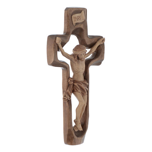 Crucifixo rendilhado madeira Val Gardena pátina múltipla 2