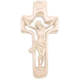 Moulded crucifix in natural wax Valgardena wood