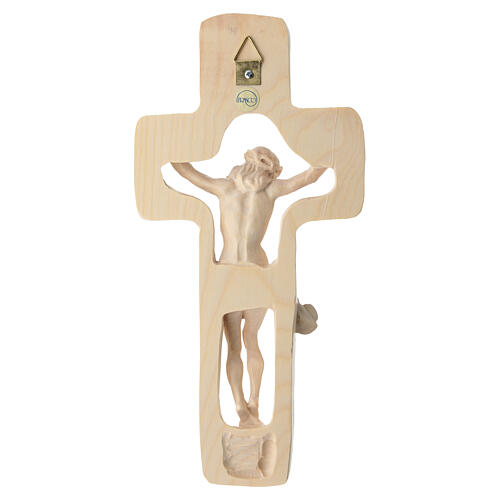 Moulded crucifix in natural wax Valgardena wood 6