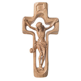 Moulded crucifix in patinated Valgardena wood