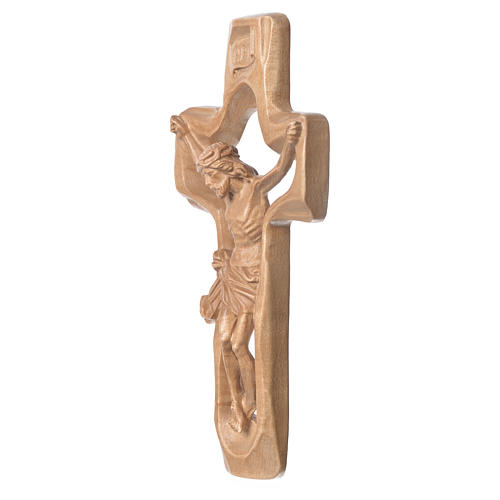 Crucifijo moldeado modelo Corpus, madera Valgardena patinada 3