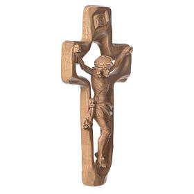 Crucifixo rendilhado madeira Val Gardena patinada