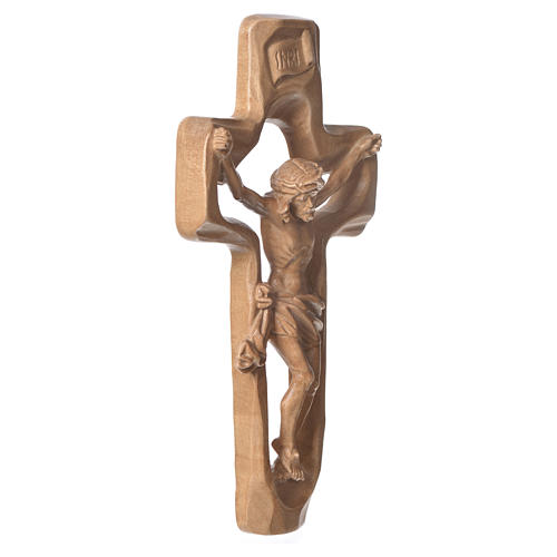 Moulded crucifix in patinated Valgardena wood 2