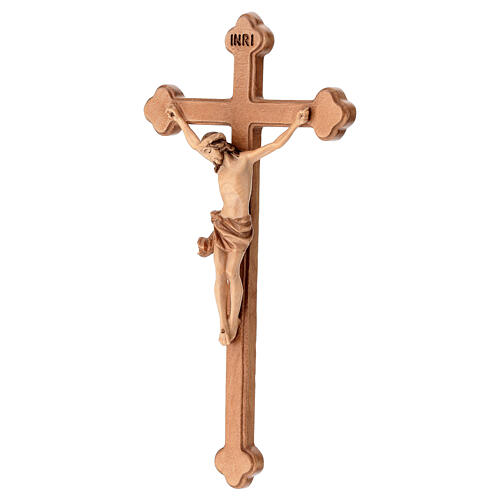 Trefoil crucifix in multi-patinated Valgardena wood 5