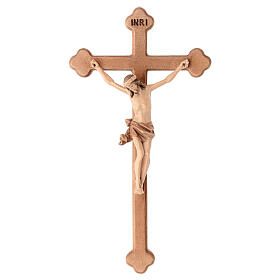 Crucifix trilobé bois patiné multinuance Valgardena