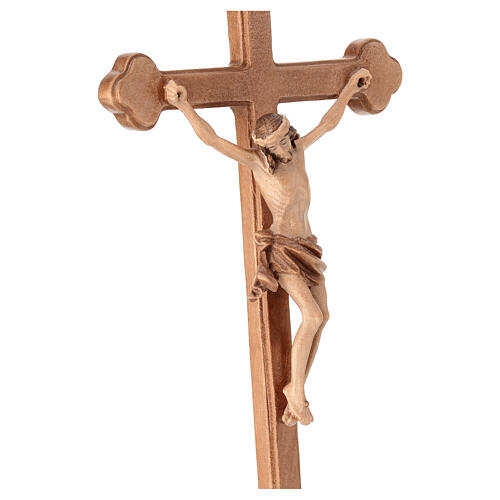 Crucifix trilobé bois patiné multinuance Valgardena 4