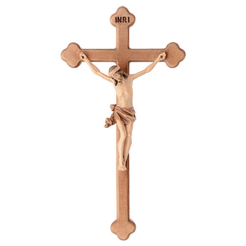 Crucifixo em trevo madeira Val Gardena pátina múltipla 1