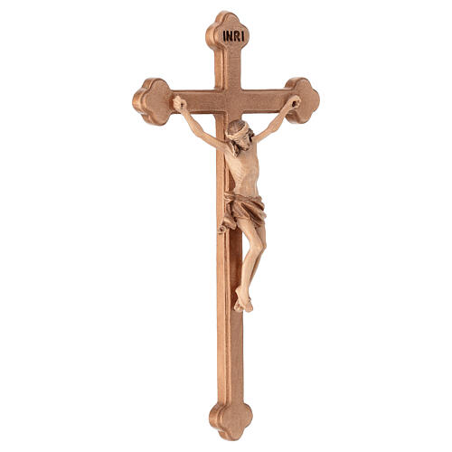 Crucifixo em trevo madeira Val Gardena pátina múltipla 3