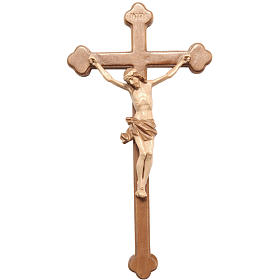 Trefoil crucifix in multi-patinated Valgardena wood