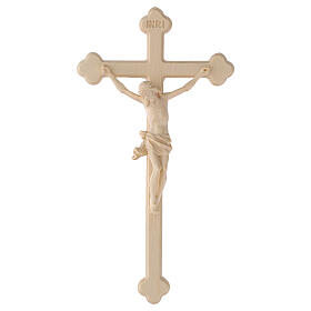 Trefoil crucifix in natural wax Valgardena wood
