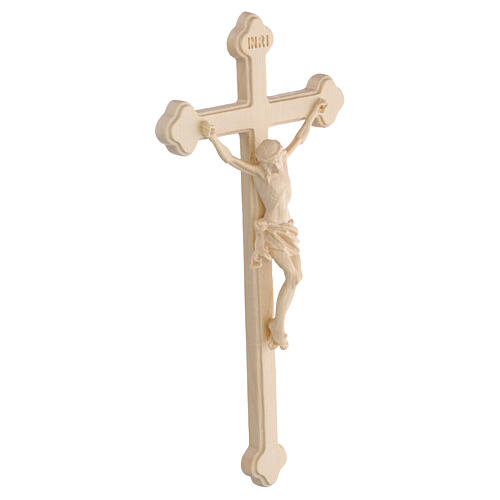 Crocifisso trilobato legno Valgardena naturale cerato 4