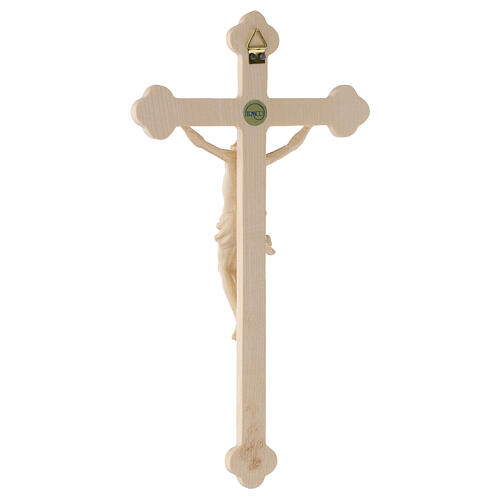 Crocifisso trilobato legno Valgardena naturale cerato 5