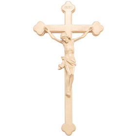 Trefoil crucifix in natural wax Valgardena wood